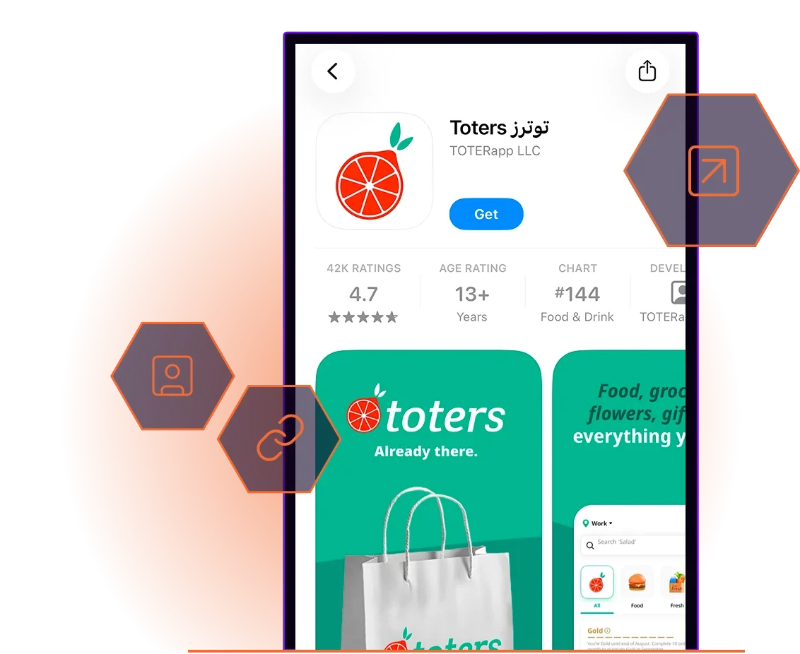 Screenshot of Toters app store listing in Apple App Store
